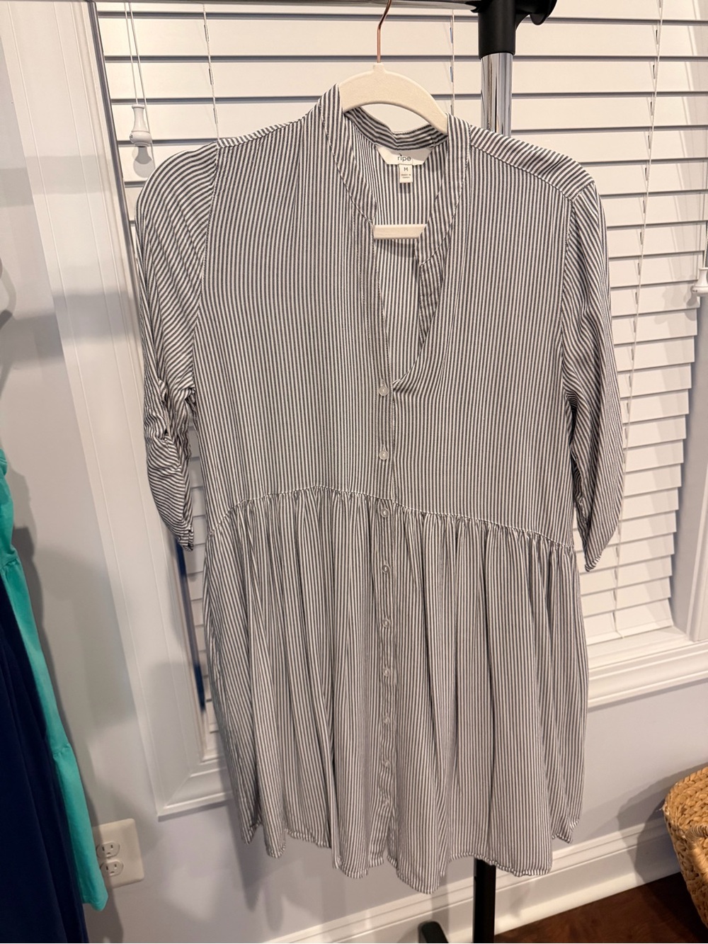 Ripe Black and White Striped Long Sleeve Dress